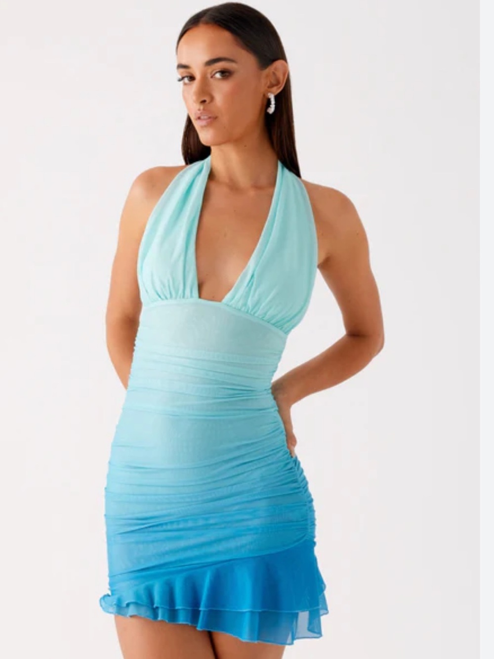 NWT Peppermayo Emilio Halter Mini Dress in Blue Gradient